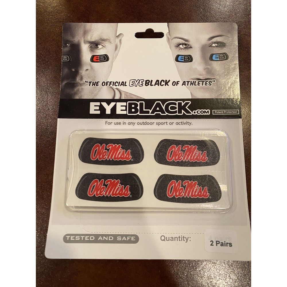 2 Pair Ole Miss Rebels Block Logo eye black Football‎ Uniform New NCAA Fan Gear